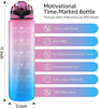 Custom Logo Plastic Portable BPA Free Reminder Tracker 32 oz 32oz Drinking Sport Motivational Water Bottle With Time Marker