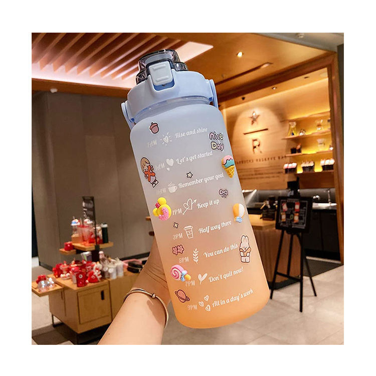 2023 2 Lt Lts Liter 2L Drinking Bottle Custom Logo Bpa Free Half Gallon Fitness Motivational Gym Sports Water Bottle With Straw