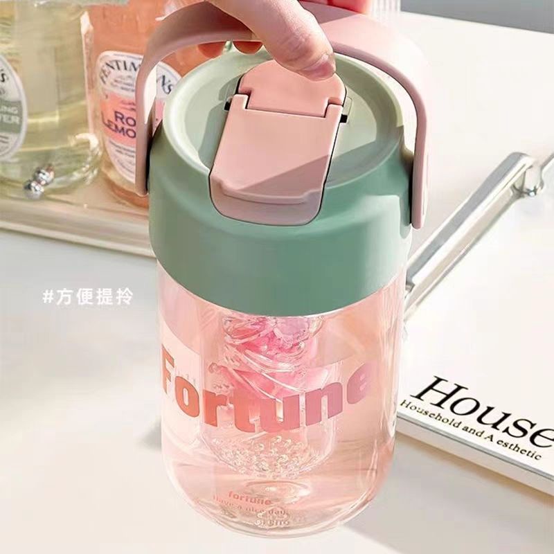600ml/800ml BPA FREE Beautiful Stylish and Cute Straw Plastic Water Bottle for Students and College Student Birthday Gift