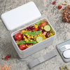 Double Layer Oblong Shape Food Grade Hot Sales RPET Plastic Bento Box with Bandage Eco Friendly Bento Box for Office Worker