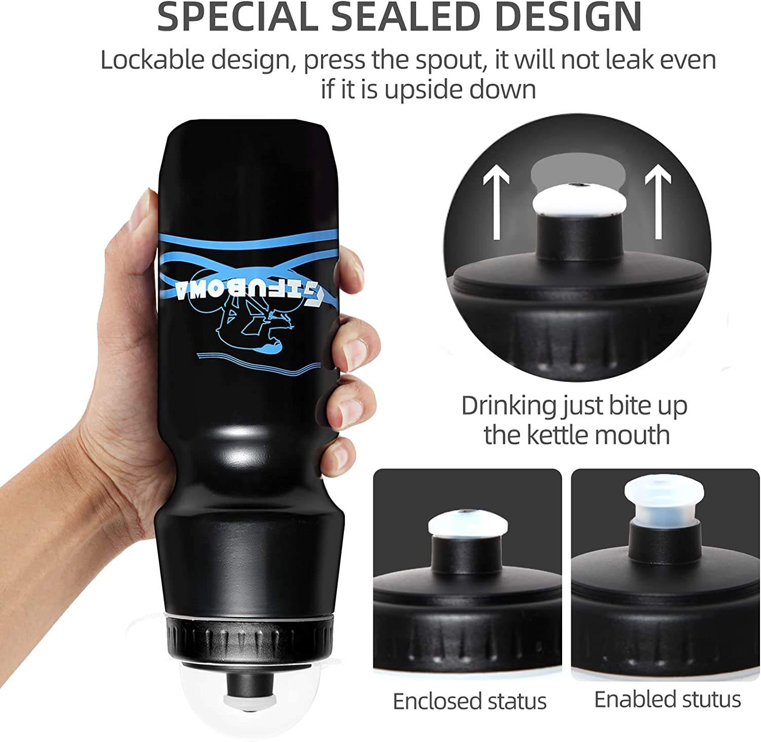 Water Bottle Mountain Bike Water Bottle 2 Pack Black