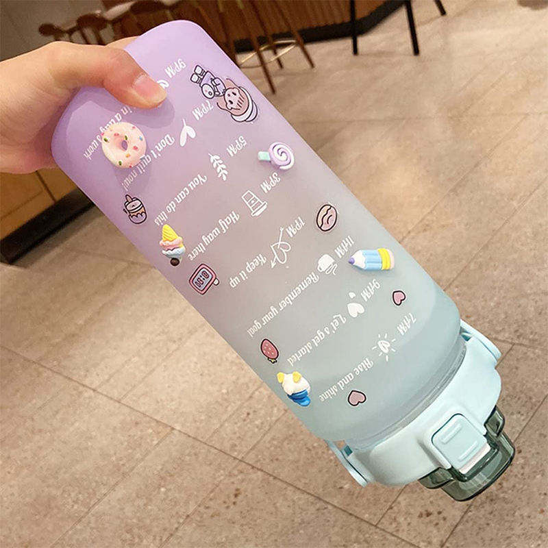 2L 2Liter 2 Ltr Botella De Agua Large Capacity Bpa Free Gym Water Bottles for Sports With Straw