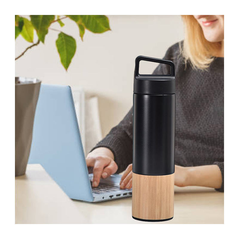 550ml Double Wall Custom Logo Bamboo Wooden Vacuum Flask Insulated 18/8 Stainless Steel Water Bottle