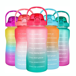 High Quality 64Oz Gradient Color Big Capacity Tritan Plastic Sports Water Bottle With Straw Time Marker