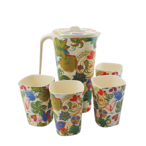 Eco-biodegradable BPA Free 1500ml Bamboo Fiber Jug Sets with Cups