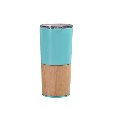 20oz Stainless Steel 304 Double Wall Vacuum Insulated Coffee Tumbler Wooden Beer Cup With Lid
