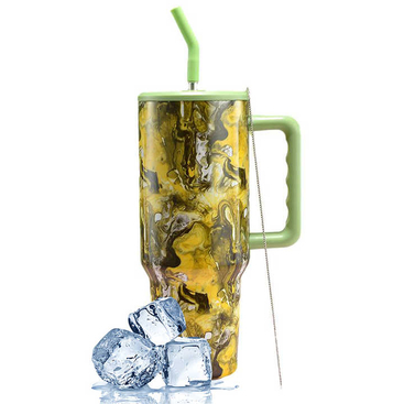 40 oz Custom Logo Vacuum Insulated Stainless Steel Coffee Mug Tumbler With Handle and Straw