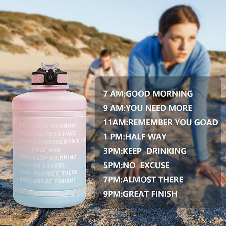 128 Oz Botellas Deportivas De Plastico Workout Sport Plastic Motivational Water Bottle With Time Marker
