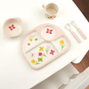 BPA FREE Recycle Plastic Food Grade Dinner Plate Set with Cup Spoon and Fork for Kids Divided Plates Control Food Intake Plates