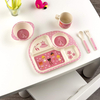 BPA FREE Recycle Plastic Food Grade Dinner Plate Set with Cup Spoon and Fork for Kids Divided Plates Control Food Intake Plates