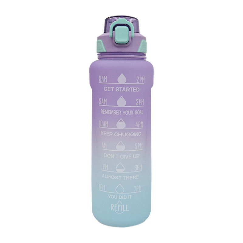 1.5L 1.5 Liter Colorful Sipper Motivational Plastic Gym Sports Water Bottle With Handle Time Marker