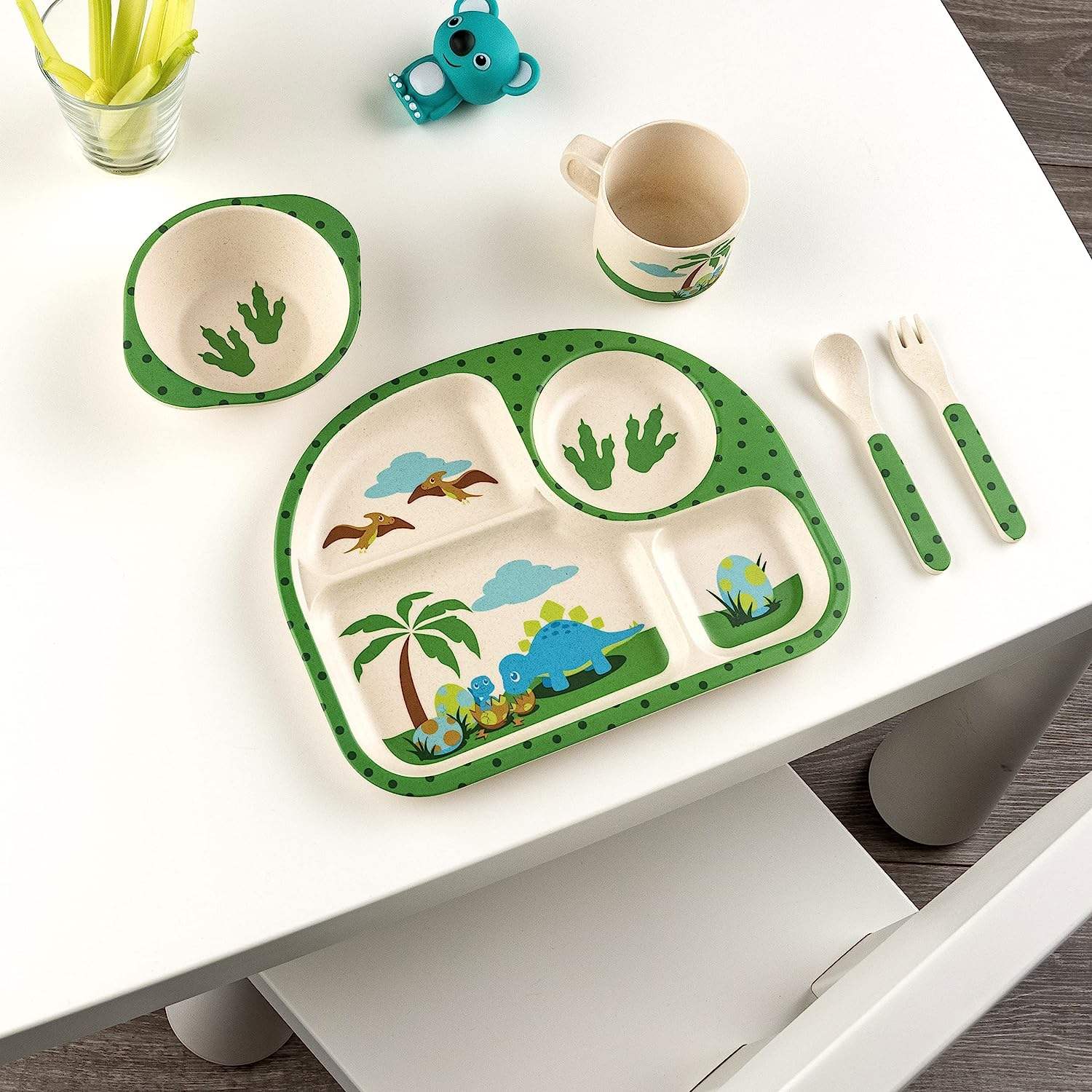 BPA FREE RPET New MATERIAL PLASTIC KIDS SETS with Cup Fork Spoon and Bowl Eco-friendly