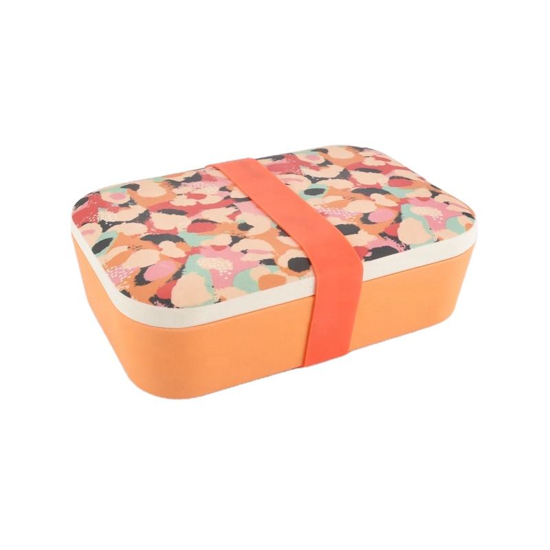 Eco Friendly BPA Free Custom Printed Biodegradable Bento Box for Kids Bamboo Fiber Bento Lunch Box