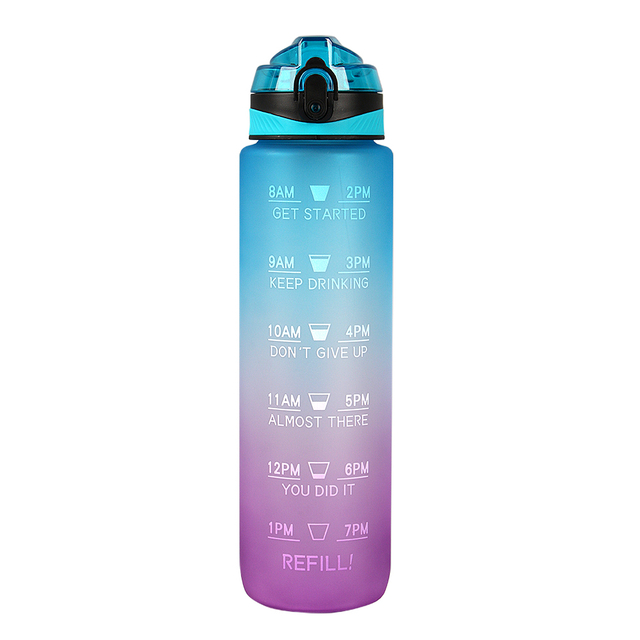 Wholesale Frosted Tritan Plastic Bottle 1 Liter 32 Oz Motivational Water Bottle With Time Marker