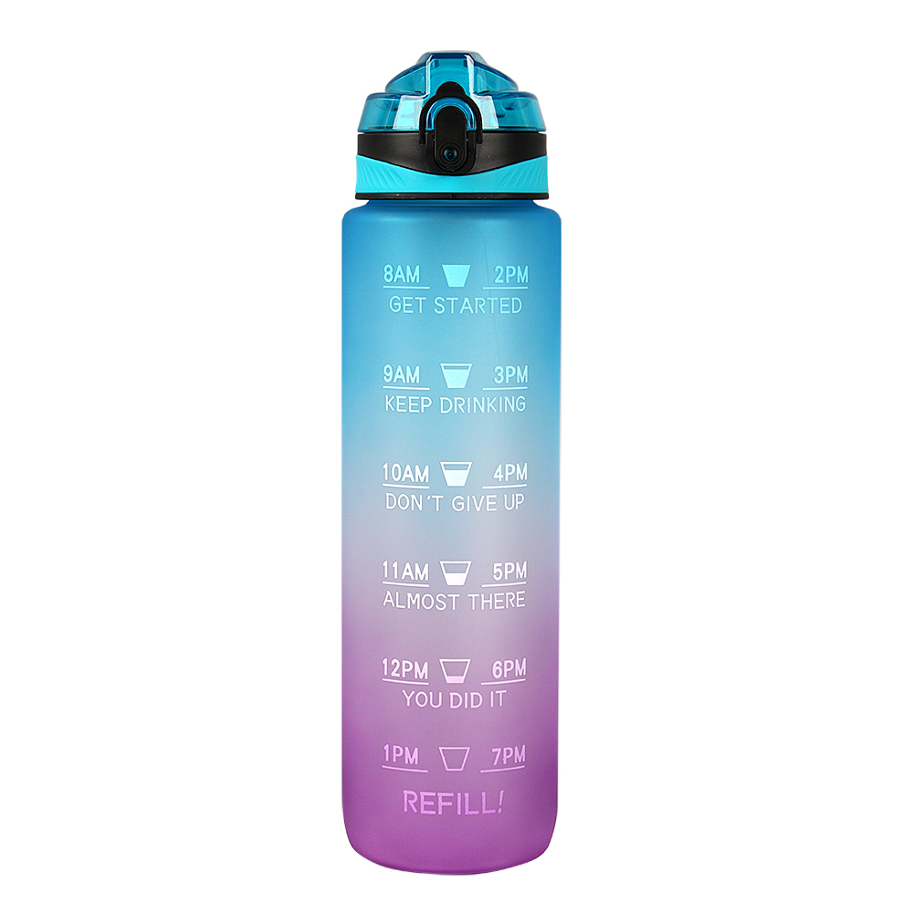Wholesale Frosted Tritan Plastic Bottle 1 Liter 32 Oz Motivational Water Bottle With Time Marker