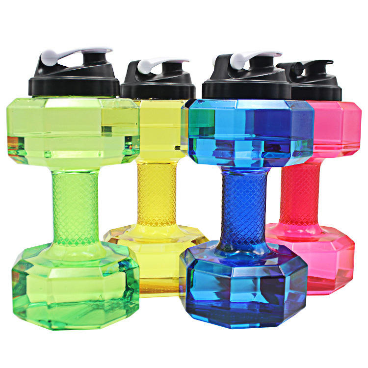 2.2L Large Durable Portable Leakproof BPA Free Clear Sport Water Jug Dumbbell Water Bottle
