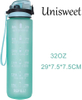 Outdoor Sport Plastic Tritan Cool Water Bottle BPA Free 32 oz Motivational Drinking Water Bottle With Time Marker and Straw