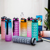 32oz Motivational Gradient BPA FREE GYM Fitness Sports Leakproof Wide Mouth Tritan Plastic Water Bottle With Time Marker