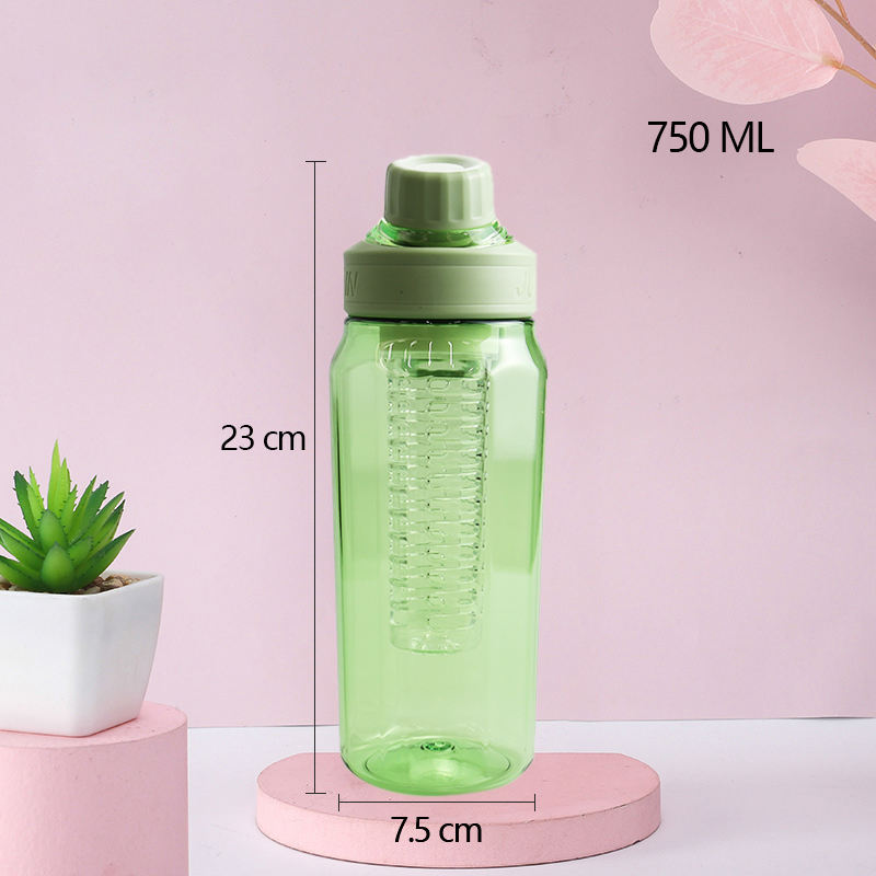 750Ml Customized Custom Outdoor Clear Transparent Spout Fruit Infuser Plastic Gym Sports Water Drink Bottle