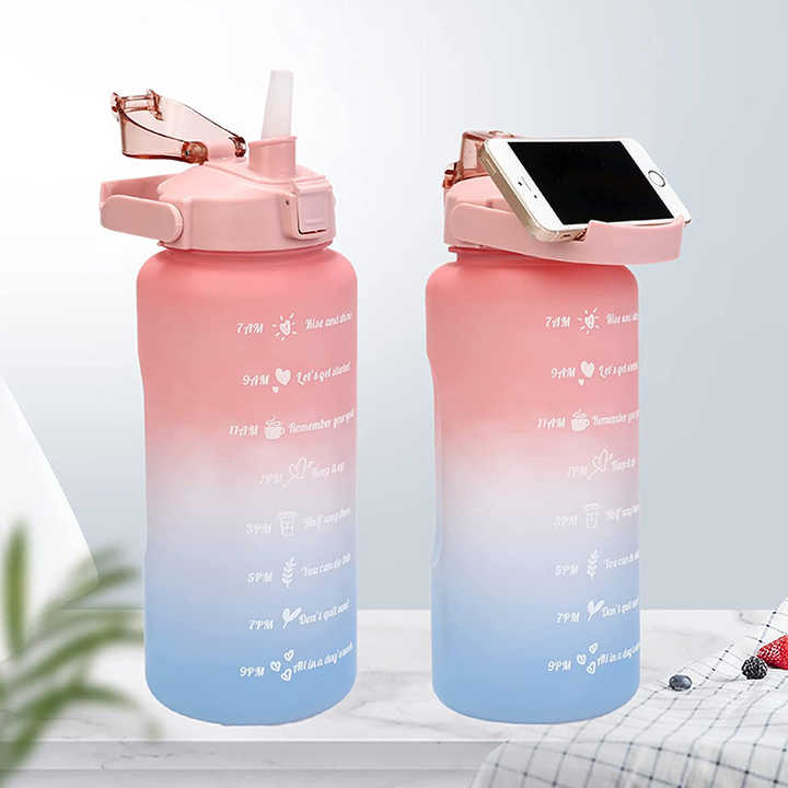 Botellas Para Gym Garrafa De Agua 2 Litros Nice Sport Plastic 2L Motivational Black Wide Mouth Water Bottle