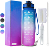 32oz Tritan Sport Gradient Plastic Water Bottles BPA Free Motivational Fitness Sports Water Bottle with Custom logo