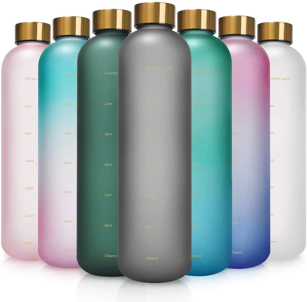 100% BPA Free Leakproof Tritan Time Marker Sport Frosted Custom Logo Plastic Water Bottle
