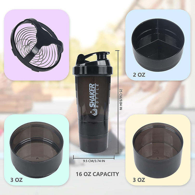 High Quality 600Ml 600 Ml Multi Functional Plastic Protein Gym Sports Shaker Bottle With Pill Box