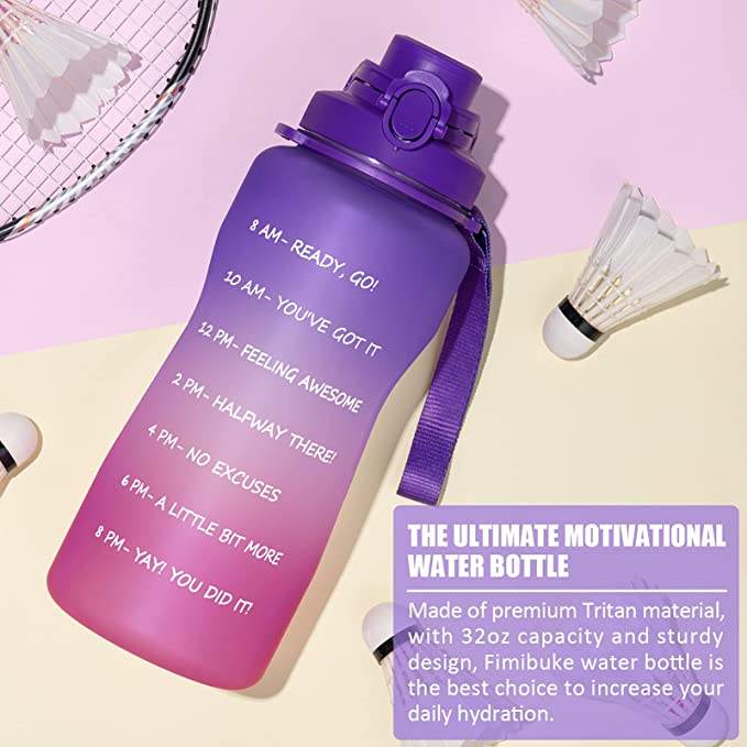 Wholesale 2 Liter Large Capacity Gallon Fitness Sports Motivational Plastic Water Bottle with Time Marker and Straw