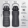 2L Half Gallon 64 OZ Sports Water Jug Motivational Water Bottle With Straw Time Marker BPA Free