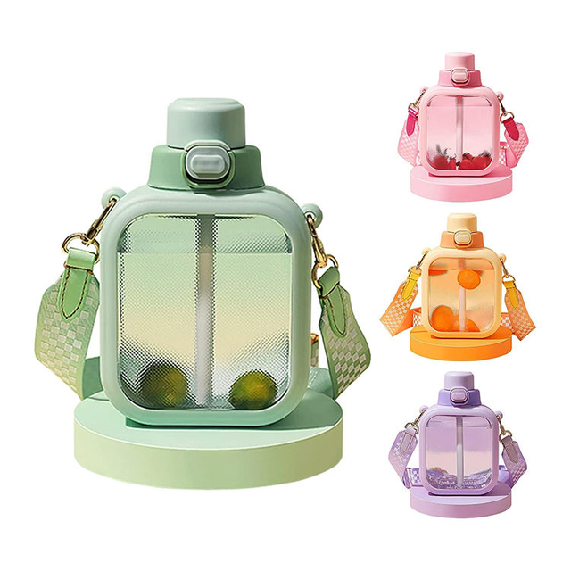 Botellas De Agua Reutilizables Leak Proof Reusable Gym Sport Flat Square Tritan Water Bottle