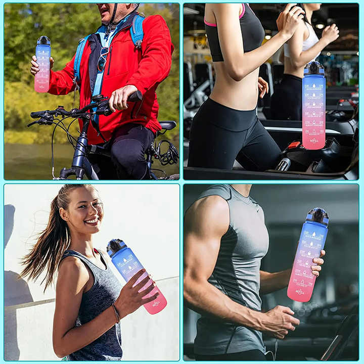 Botellas De Agua a Granel Outdoor Sport Motivational Workout Bpa Water Bottle With Time Marker