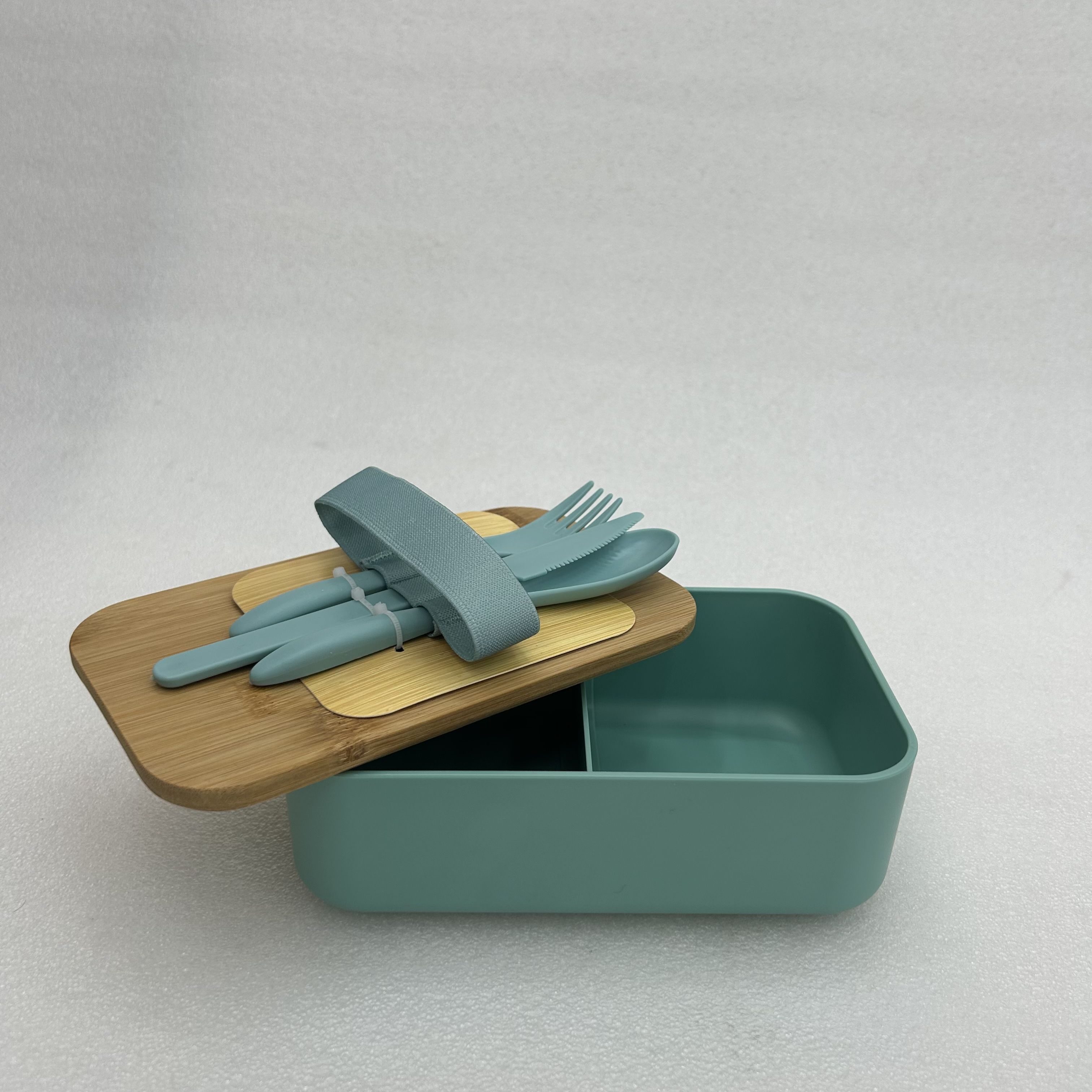 Hot Portable Leakproof Wooden Office Bento Box Bamboo Lid Fiber Plastic Lunch Box With Cutlery for Adults