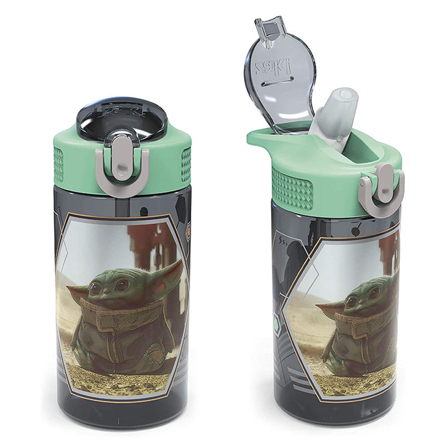 2024 Plastic Kids Water Bottle with Straw Cute Printing Child Drink Water Bottle