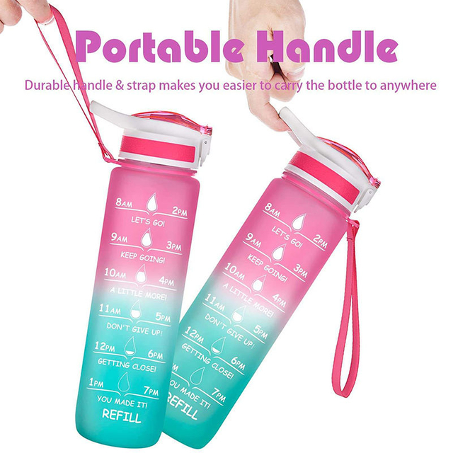 High Quality Eco Friendly Gradient Color Bpa Free 32Oz Tritan Sport Motivational Plastic Water Bottles for Adults