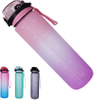 Gradient Leak Proof &Large 1 Liter 32 Oz BPA Free Water Bottle with Time Marker Fruit Infuser Strainer