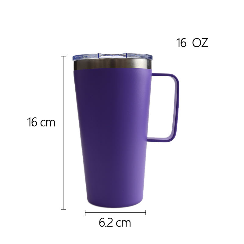 New Design 16oz Double Walled Stainless Steel Blank Sublimation Insulated Travel Coffee Tumbler Cup with Handle