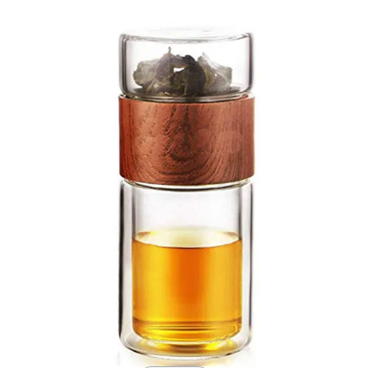750ml High Quality Heat-resistant Unbreakable Glass Water Bottle with Tea Infuser Tea Bottle Glass Water Bottle with Time