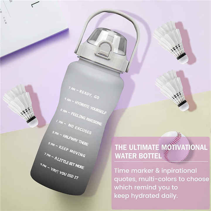 Wholesale 64Oz Custom Gradient Color Wide Mouth Half Gallon Eco Friendly Plastic Gym Sports Water Bottle With Handle Straw