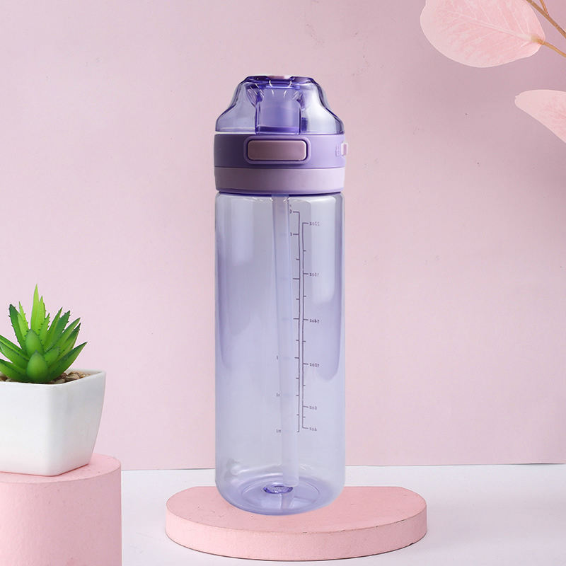 Plastic Water Bottle 750ml Transparent Oem Bpa Free Reusable Gym Sports Water Bottle Clear Water Bottle With Straw