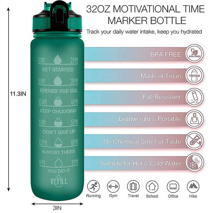 Garrafa 1 Litro Botella De Agua Personalizada 1L Fashionable 1000Ml 1 Liter Motivational Water Bottle for Sport