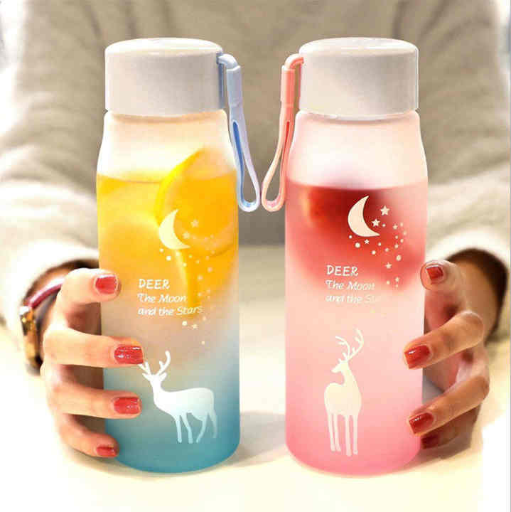 550Ml Printed Beautiful Leak Proof Direct Drinking Plastic Water Bottles With Strap for Girls