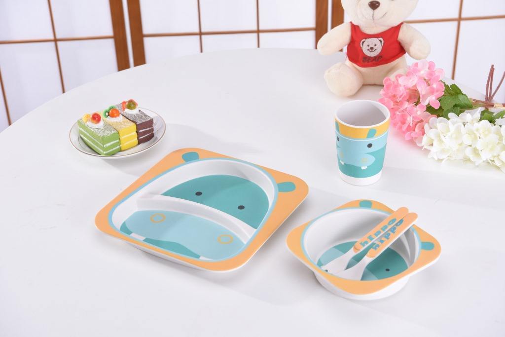Household Children Kitchen Set Bamboo Fiber Kids Dinner Set Children Dinnerware
