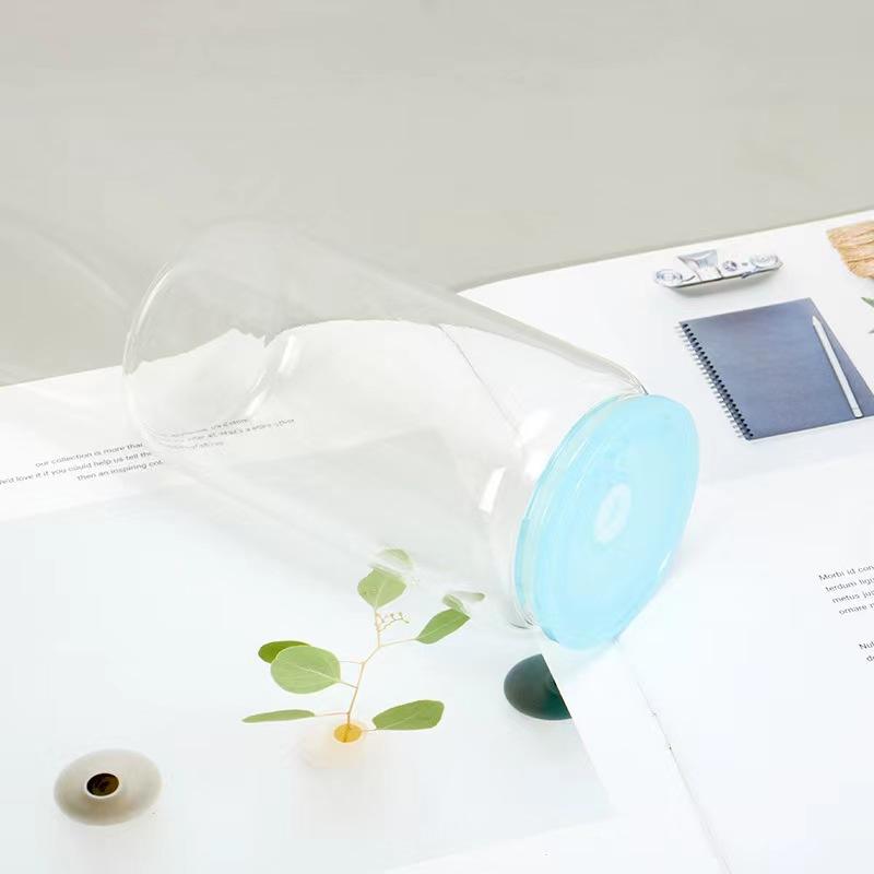 16Oz Cheap Stylish Modern Aesthetic Crystal Glass Water Bottles Cup With Long Straw