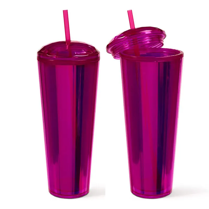 23oz Bpa Free Custom logo PS Reusable Gym Sports Plastic Water Tumbler with Straw