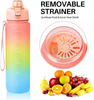 Customize Color Motivational Water Bottle BPA Free 1L/32oz Jug with Straw and Time Tracker Inspirational Water Bottles