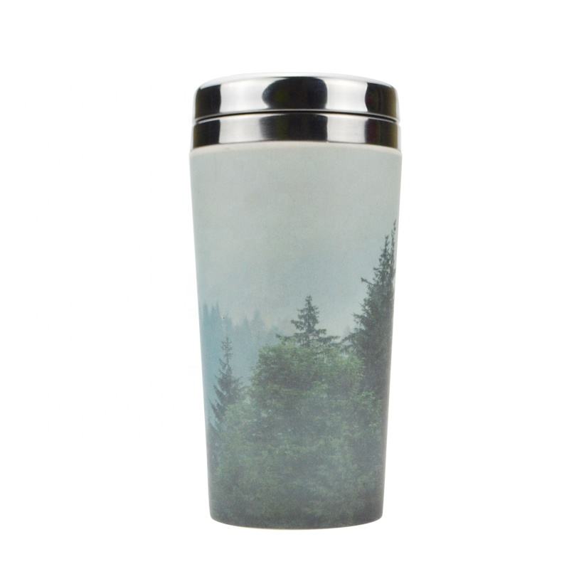 2019 New Reusable Bamboo Fiber Coffee Mug Stainless Steel Travel Coffee Cup