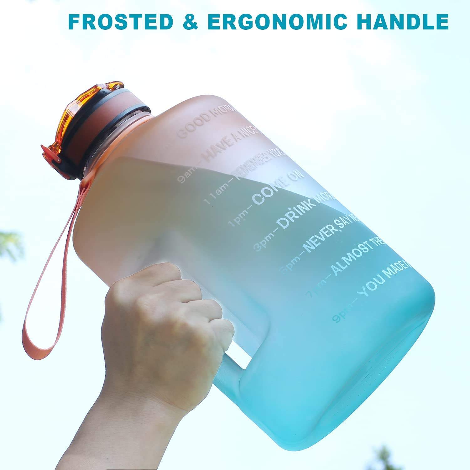128 oz Water Bottles Gym Jug BPA Free Custom Logo Plastic Motivational One Gallon/1 Gallon Water Bottles with Handle
