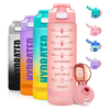 Fitness Tritan Bpa Free Plastic Custom LOGO Labeled Motivational Drinking Gym Sport 1L Water Bottle for Sport with Time Marker