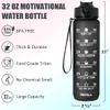 32oz Water Bottle with Time Marker Leakproof BPA Free Frosted Plastic Drinking Water Bottle with Straw