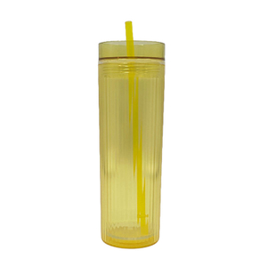 Modern Design Double-Layer Straw Cup with Laser Insertion 450ml Capacity Made of Durable PS Material